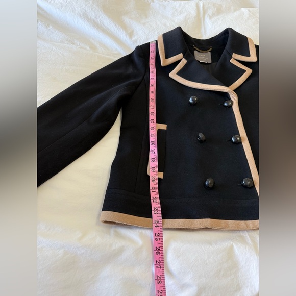 J. Crew | Women’s Large (12 to 14) | Black Tan Wool Peacoat Nello Gori Jacket - Picture 2 of 9